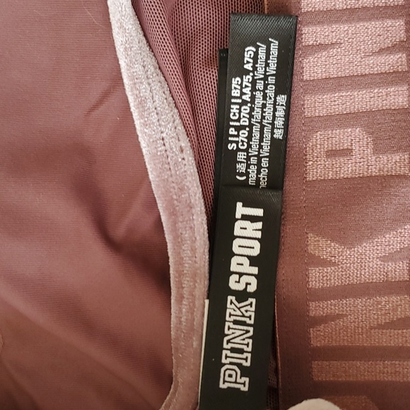 Victoria Secret PINK Sport Size S Mauve Velour Racer Back Bralette - Picture 3 of 6